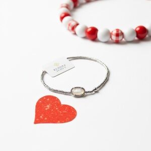 Kendra Scott Silver Grayson Stretch Bracelet in Ivory Mother of Pearl